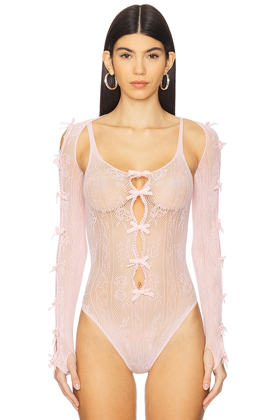 view 2 of 8 BODY DENTELLE AVEC NŒUD in Pink