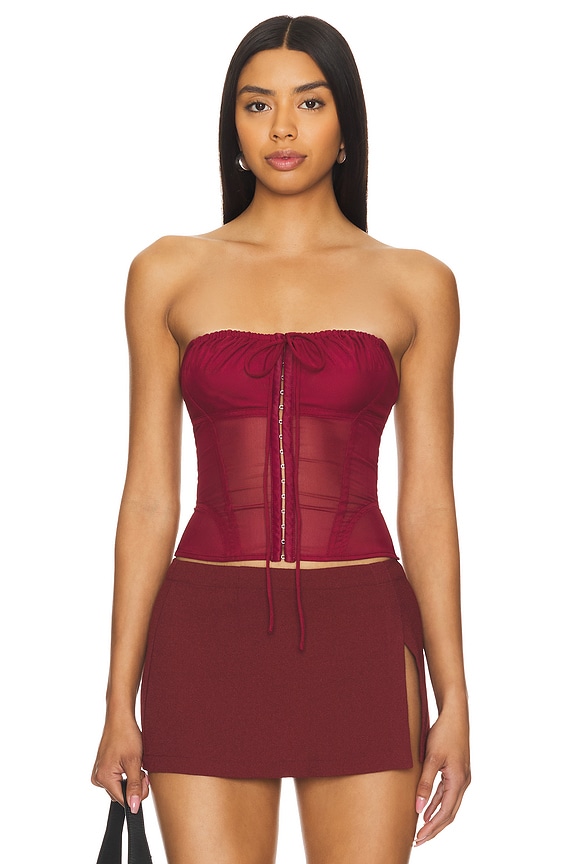 view 2 of 5 Stretchy Corset in Burgundy