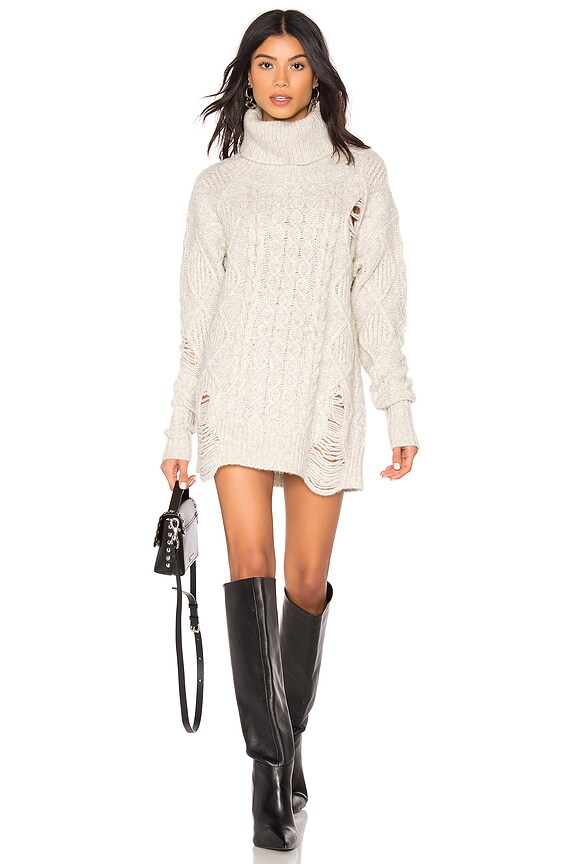 view 1 of 3 Ida Destroyed Sweater Dress in Light Heather Grey