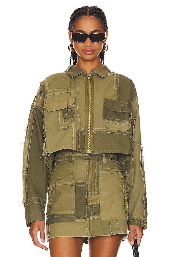 view 2 of 5 Mitchell Crop Coat in Army Patchwork