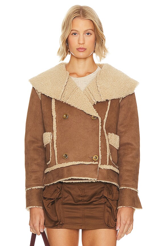 view 2 of 5 ПАЛЬТО ИЗ ОВЧИНЫ HAZEL in Tan