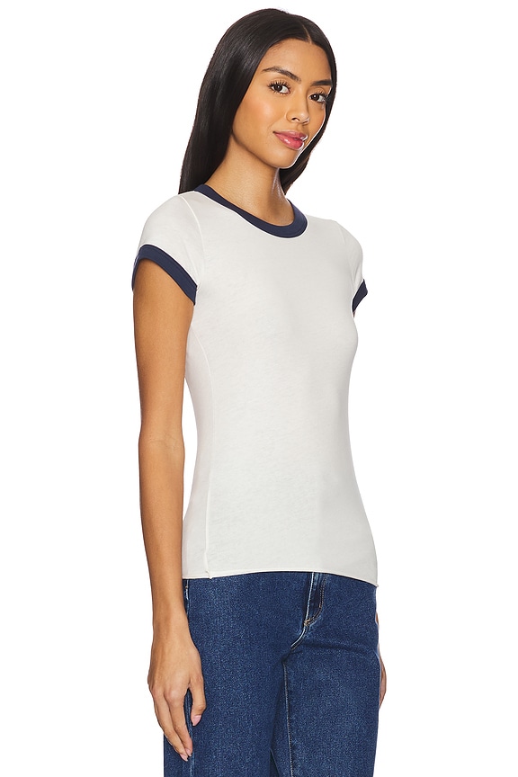 view 2 of 4 Bodhi Shrunken Ringer Tee in Ivory & Navy