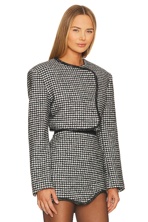 view 2 of 5 VESTE CROPPED PIED DE POULE in Black & White