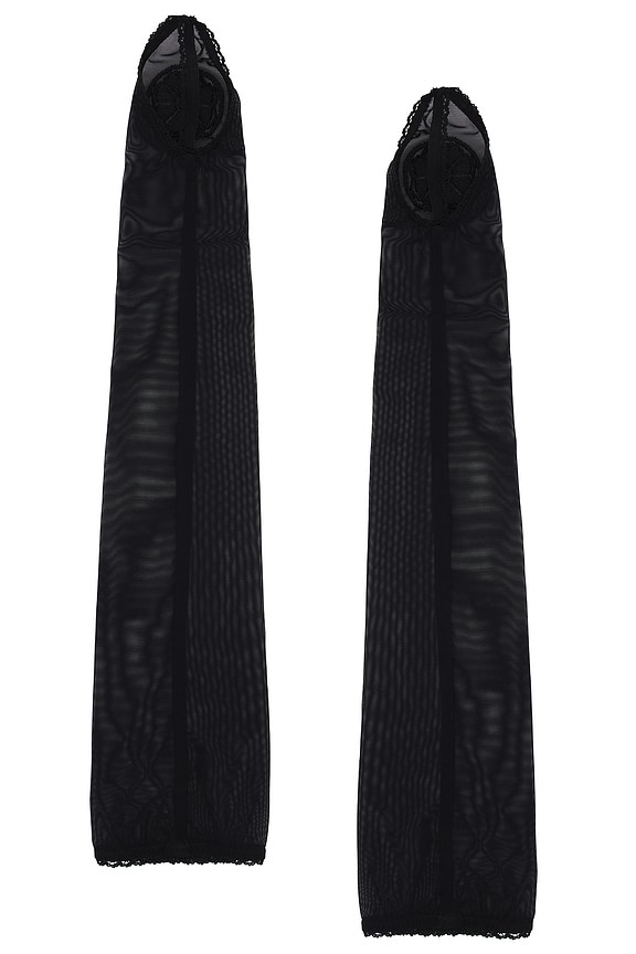 view 2 of 2 Mesh Gloves With Embroidery Logo in Black