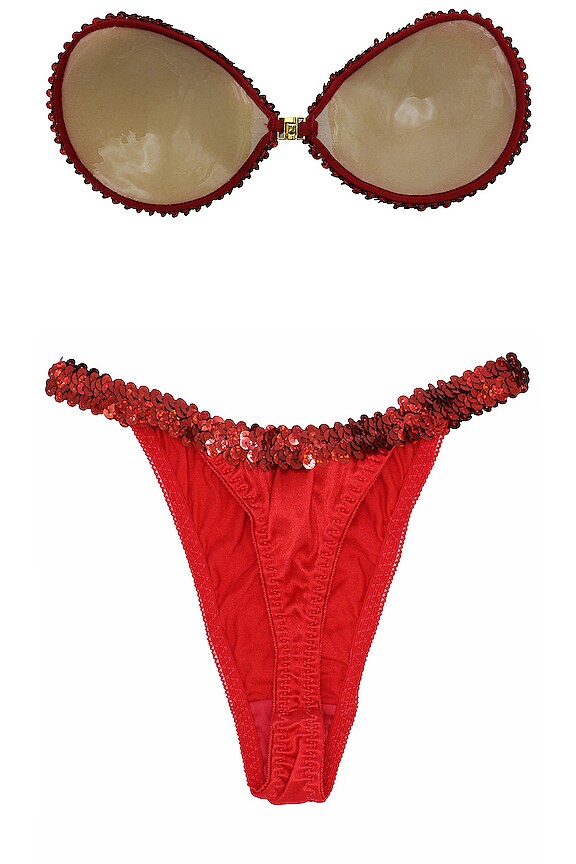 view 2 of 6 Spangle Bra & Panties Set in Ruby