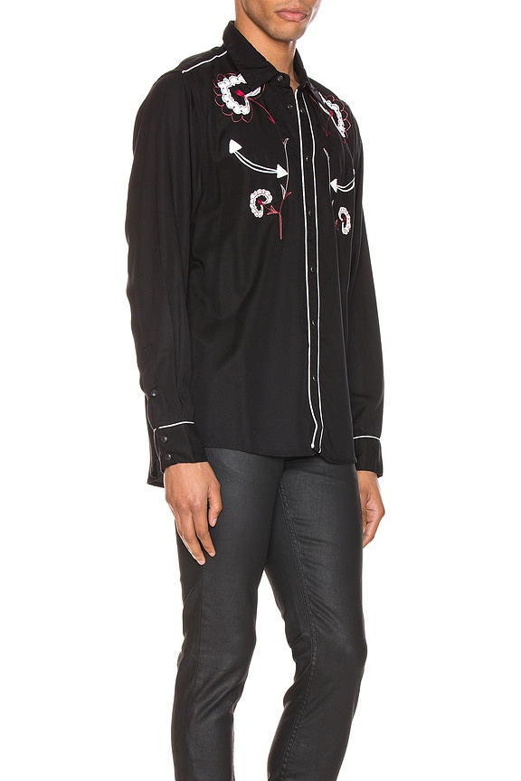 view 2 of 5 CAMISA ABOTONADA STELLAN WESTERN FLOWER in Black