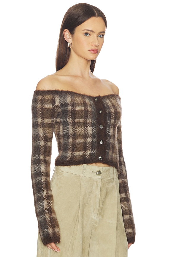 view 2 of 4 Liliah Cardigan in Brown & Creme Check