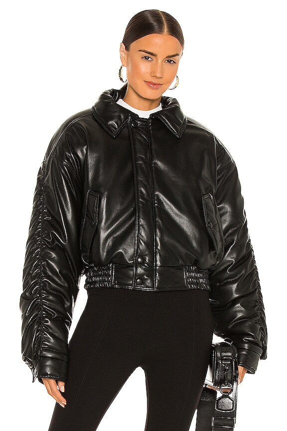 view 2 of 5 Aida Vegan Leather Bomber in Black