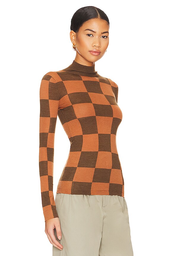 view 2 of 4 Harri Top in Hazelnut & Cinnamon Check