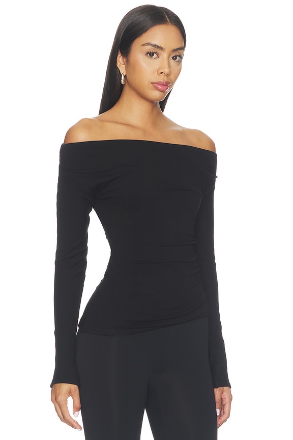 view 2 of 5 TOP ASYMÉTRIQUE ÉPAULES DÉNUDÉES in Black