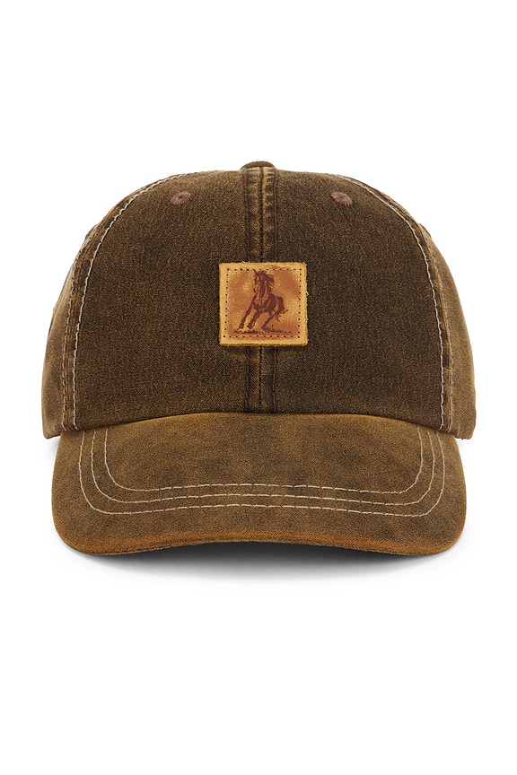 view 1 of 2 Running Horse Leather Patch Hat in Brown