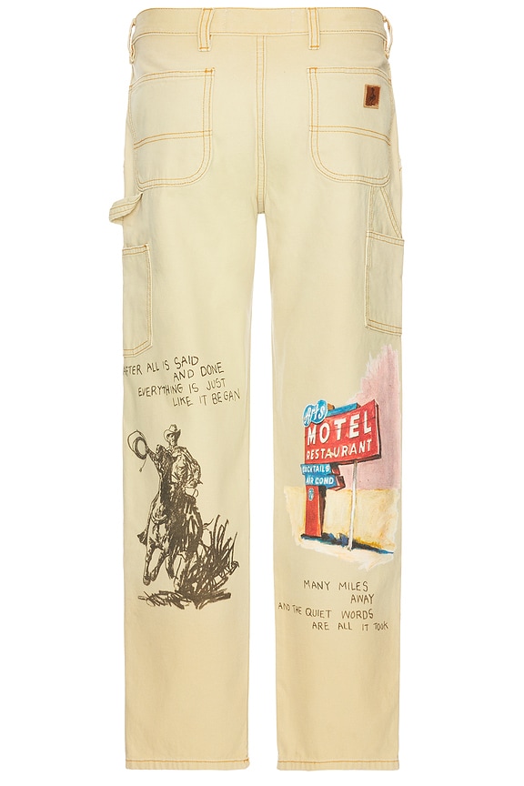 view 2 of 7 Just Like It Began Painters Pant All Over Artwork in Worn Tan