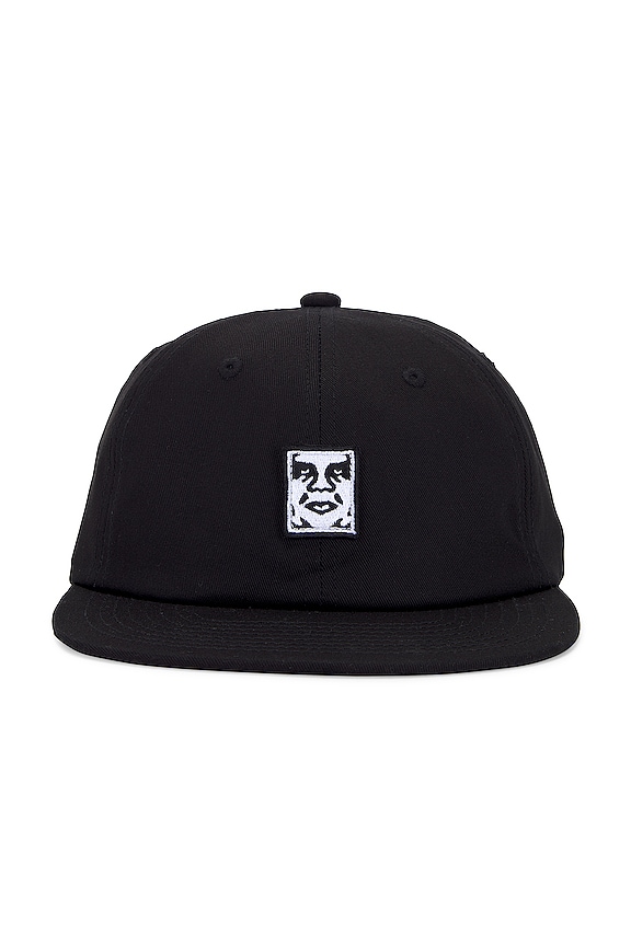 view 1 of 2 Icon Patch 6 Panel Strapback Hat in Black