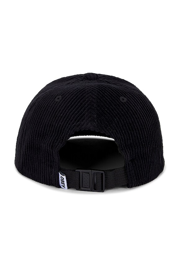 view 2 of 2 Cord Label 6 Panel Strapback Hat in Black