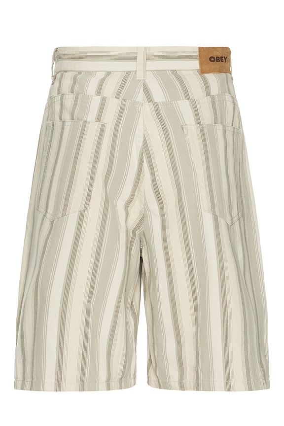 view 2 of 3 Baja Stripe Baggy Denim Shorts in Dried Sage