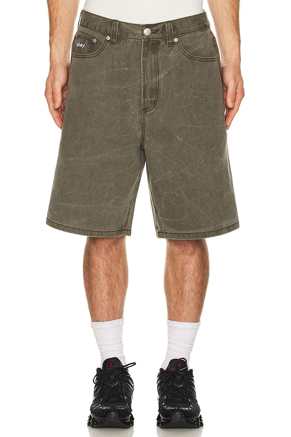 view 1 of 5 SHORT EN JEAN BIGWIG in Black Olive Wrinkle Wash