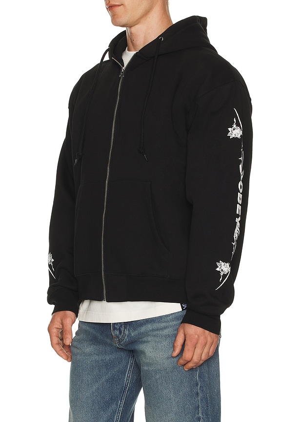 view 2 of 5 Tribal Rose Zip Up Hoodie in Black