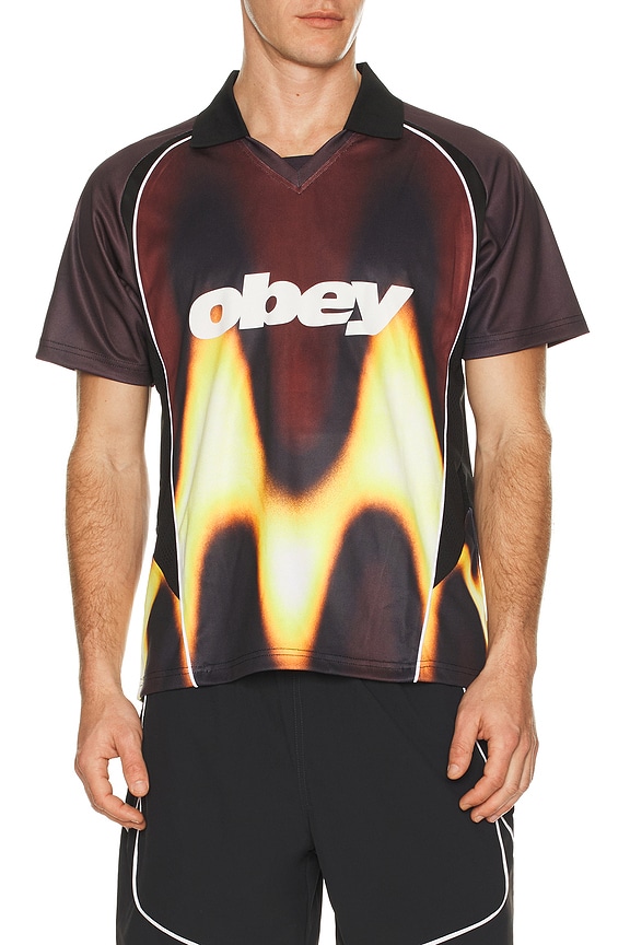 view 1 of 4 CAMISA DE FUTEBOL BLURRED in Burnt Red Multi