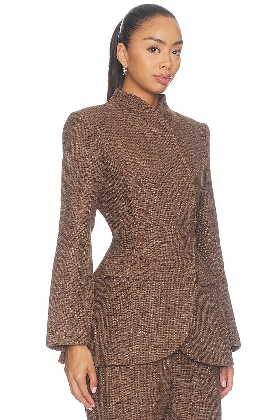 view 2 of 4 Tweed Tailored Blazer in Dark Brown