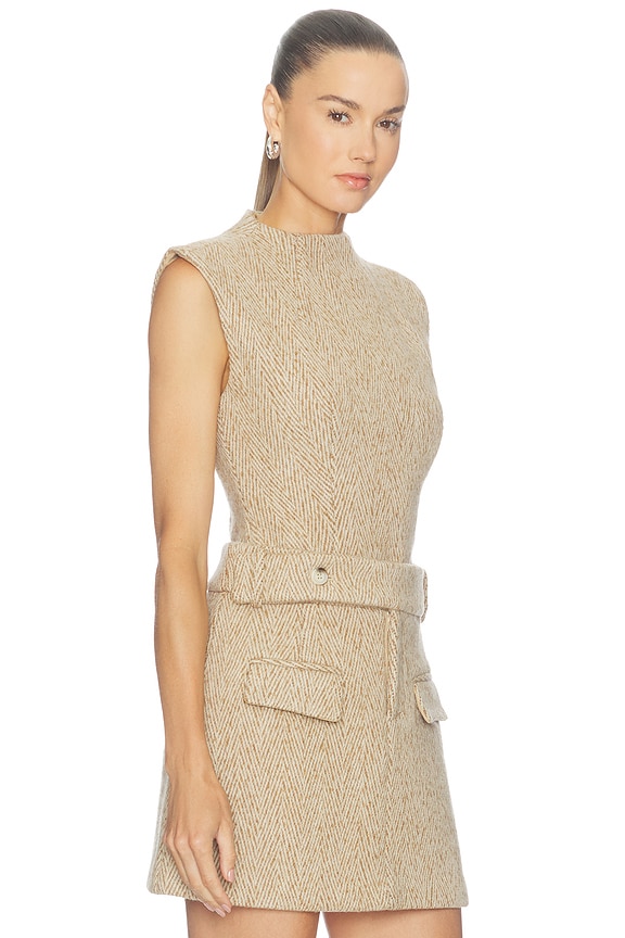 view 2 of 5 Wool Mix Tweed Sleeveless Top in Brown