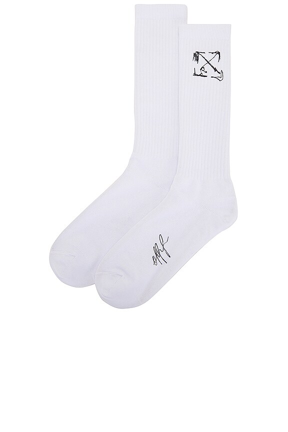 view 2 of 2 Scribble Arrow Socks in White & Black