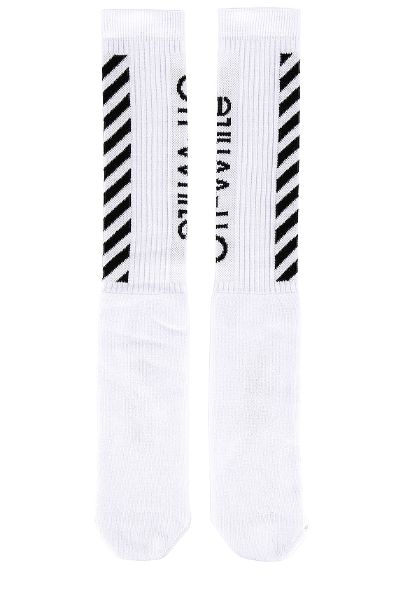 view 1 of 2 Diag Mid Length Socks in White & Black