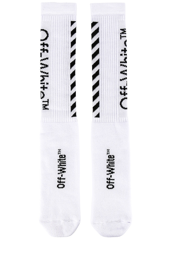 view 2 of 2 Diag Mid Length Socks in White & Black