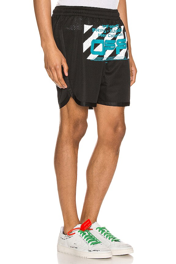 view 2 of 6 Wavy Line Logo Mesh Short in Black & White