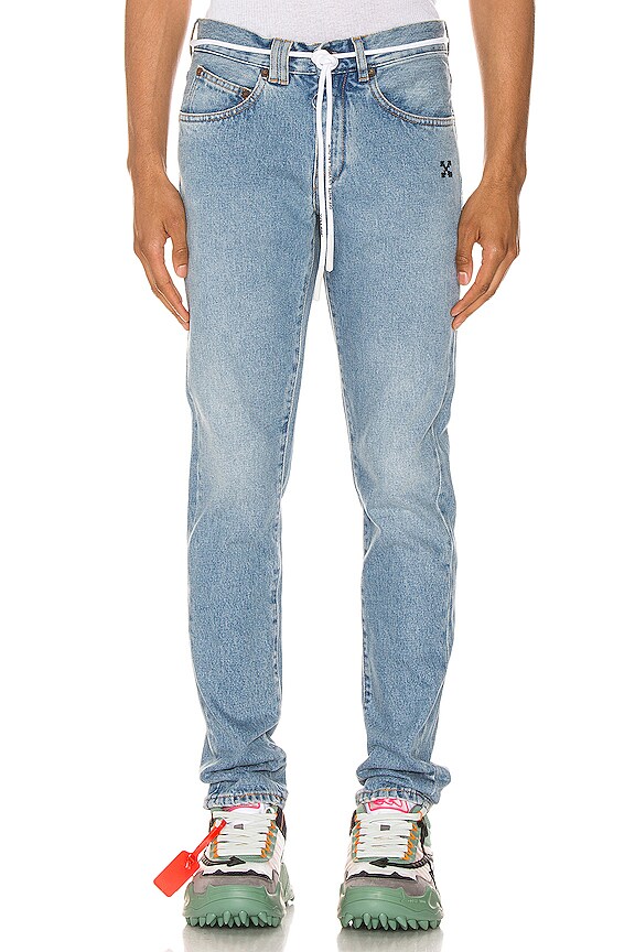 view 2 of 6 Diagonal Stripe Slim Jeans in Bleach White