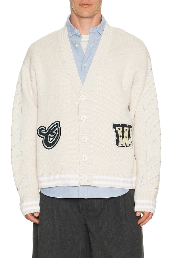 view 1 of 6 Star Logo Varsity Knit Cardigan in Cream