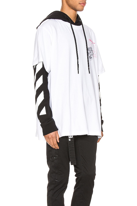 view 2 of 6 Golden Ratio Double Tee Hoodie in White Multi