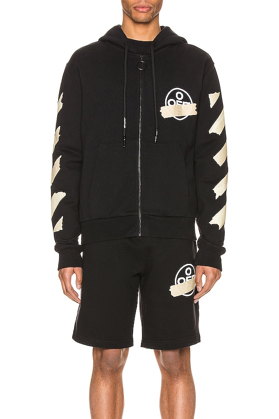 view 2 of 7 Tape Arrows Slim Zip Hoodie in Black & Beige