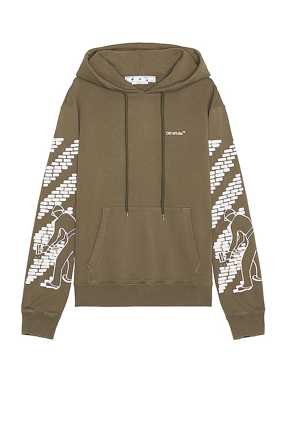 view 2 of 4 Bricks Slim Hoodie in Army Green & White