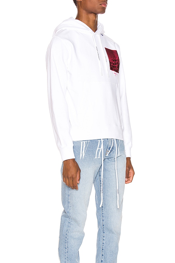 view 2 of 5 Halftone Arrows Hoodie in White & Fuchsia