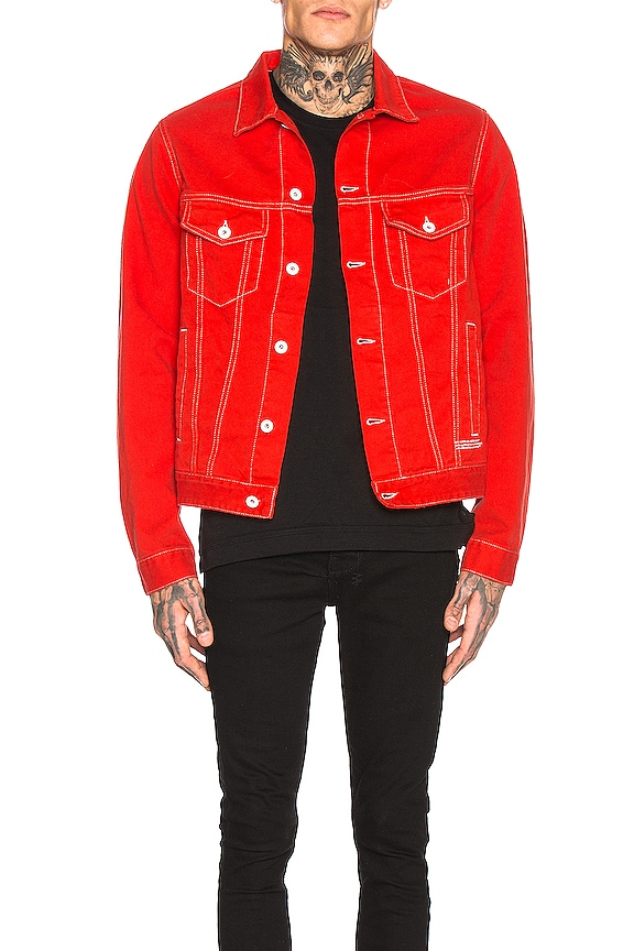 view 2 of 6 Slim Denim Jacket in Red