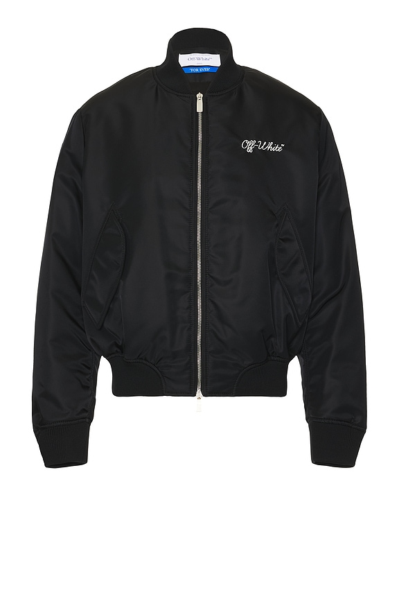 view 2 of 5 Script Bomber Jacket in Black & White