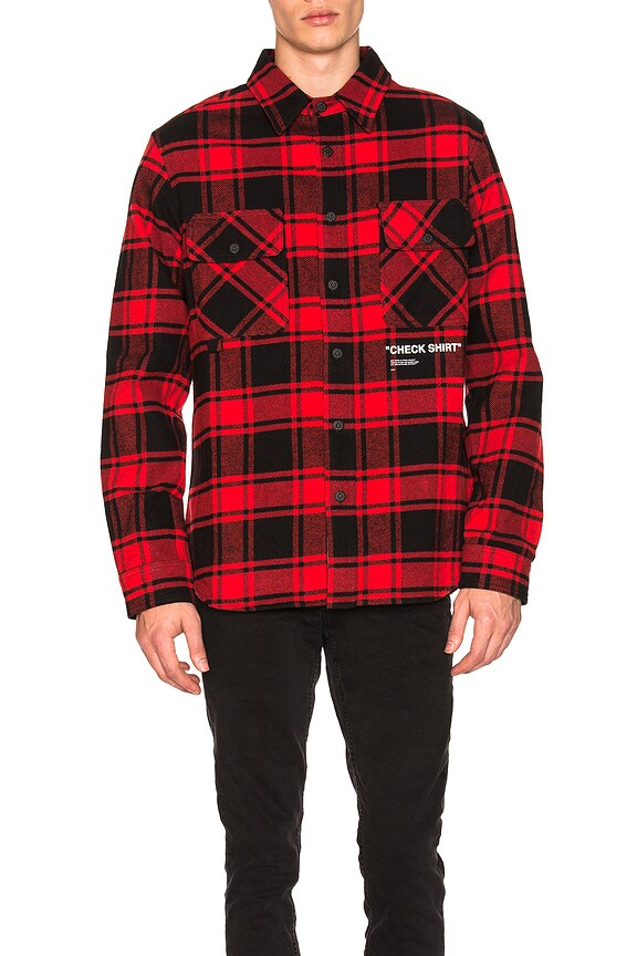 view 2 of 6 Quote Flannel in Red & Black in Red & White