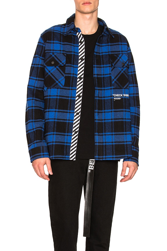 view 2 of 7 Quote Flannel in Blue & Black in Blue & White