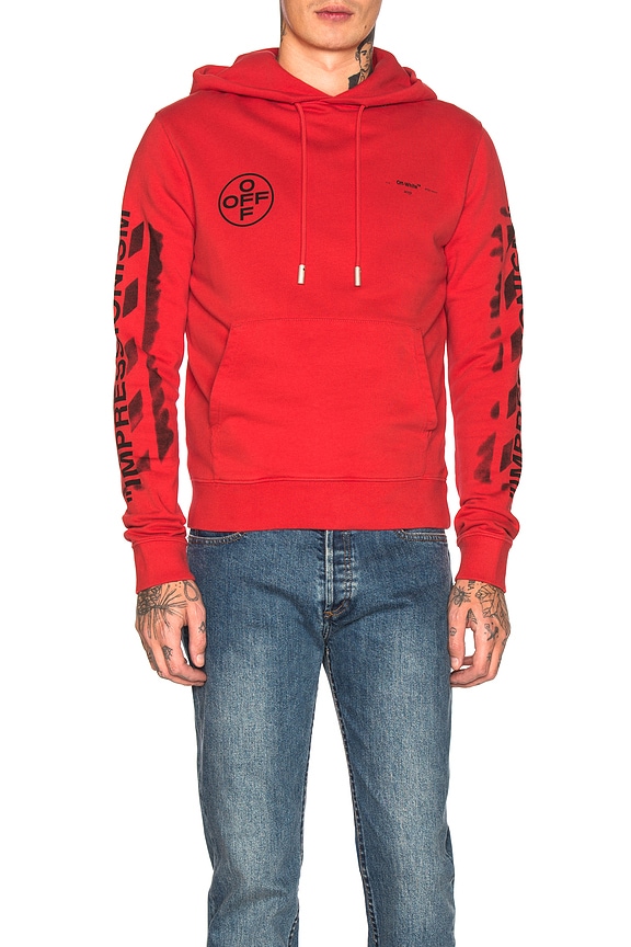 view 2 of 6 Diagonal Stencil Hoodie in Red & Black