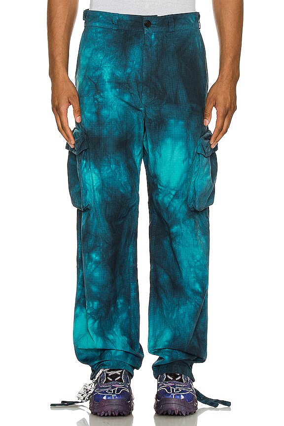 OFF-WHITE Tie Dye Cargo Pant in Turquoise REVOLVE