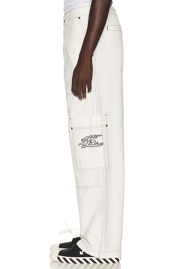 view 2 of 6 PANTALON CARGO SCRIPT in White