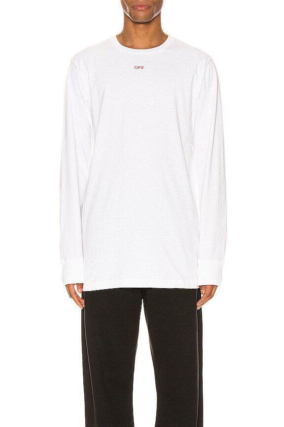 view 2 of 5 Stencil Long Sleeve Tee in White & Red