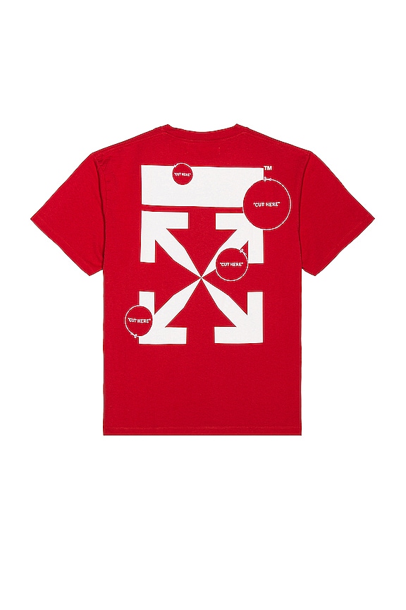 view 2 of 2 Cut Here Short Sleeve Over Tee in Red & White