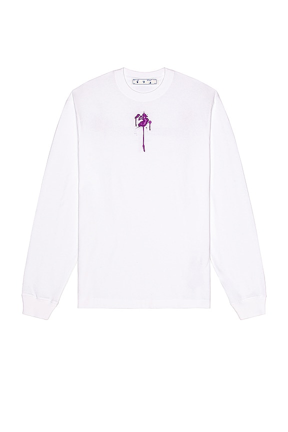 view 2 of 3 Dripped OW Logo L/S Skate Tee in White