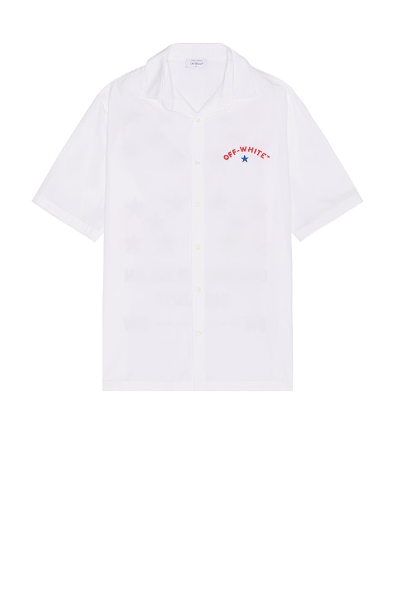 view 2 of 5 Star Arrow Poplin Bowling Shirt in White