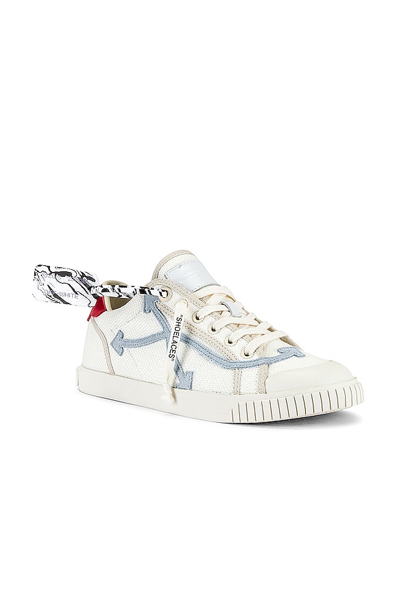 view 2 of 6 Low Vulcanized Canvas Sneakers in White & Light Blue