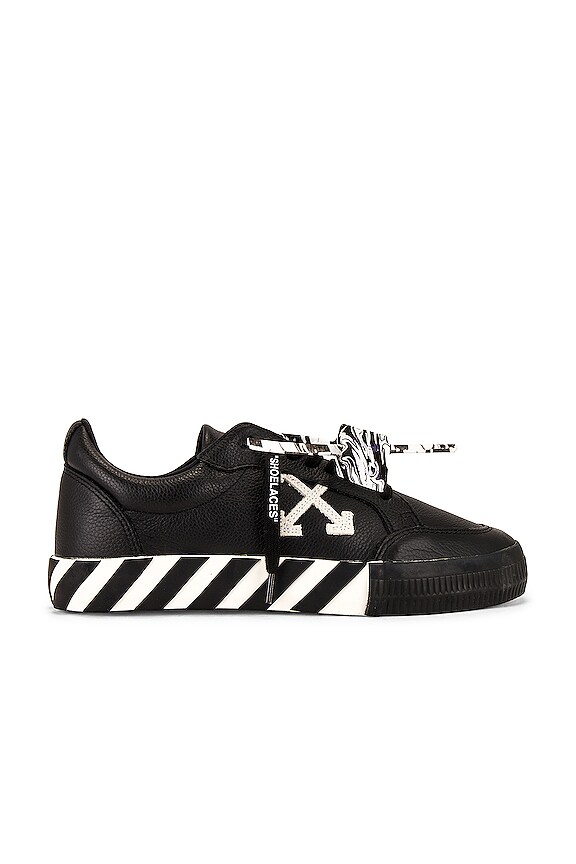 OFF-WHITE Low Vulcanized Calf Leather Sneaker in Black & White | REVOLVE