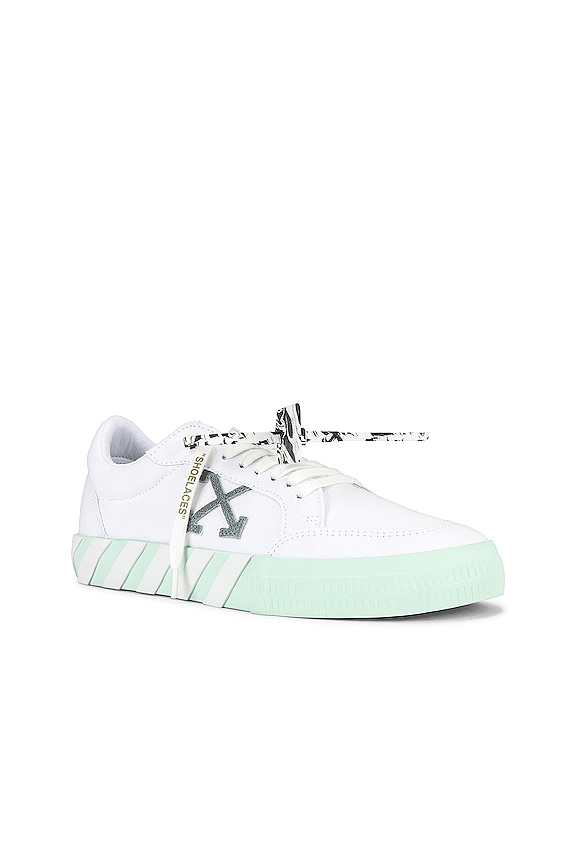 view 2 of 6 Low Vulcanized Eco Canvas Sneaker in White & Mint