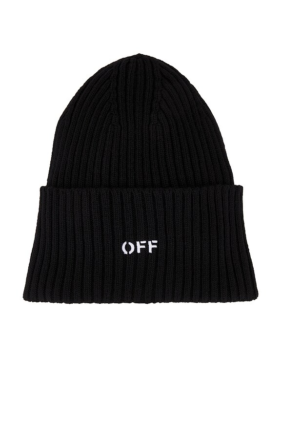 view 2 of 3 Off Stamp Loose Knit Beanie in Black & White