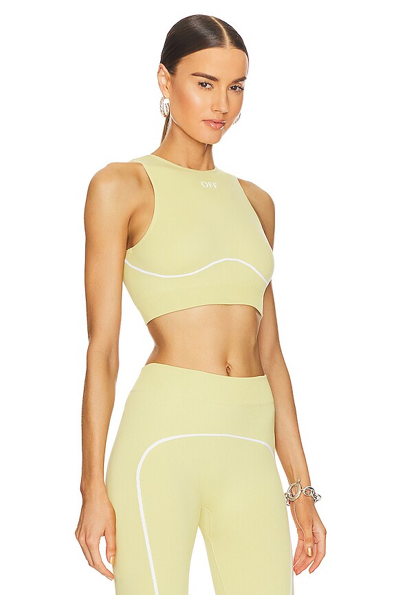 view 2 of 5 Athletic Seamless Bra in Light Green & White